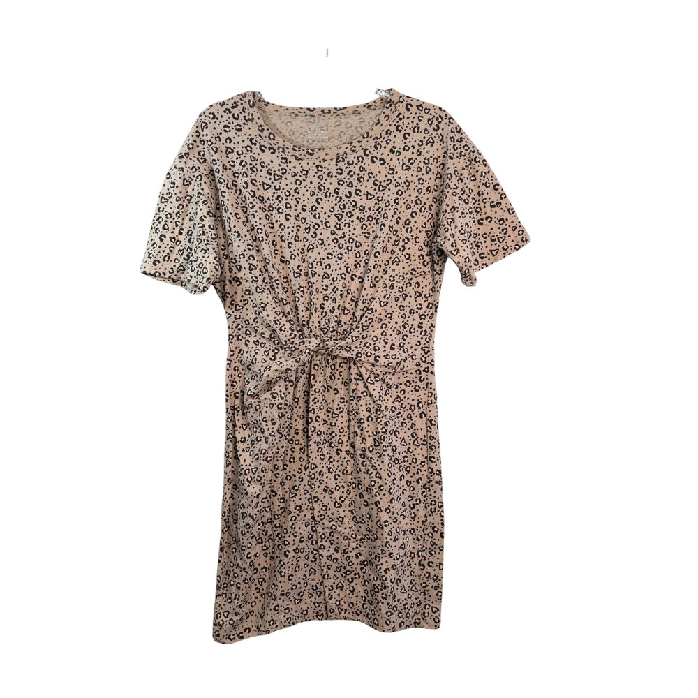 Aerie Cheetah Print Short Sleeve Twist Front‎ T-Shirt Dress Medium M